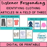 Listener Responding Identifying Clothing Articles In a Field of 3