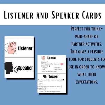 Preview of Listener and Speaker Roles - Think-pair-share roles