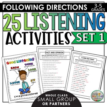 Preview of Listening And Following Directions Worksheets | Comprehension Activity