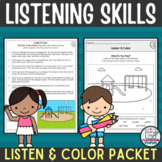 Active Listening Activity Packet Listen and Color Followin