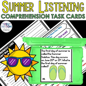 Preview of Listening Activities with Listening Comprehension Cards for Summer Speech