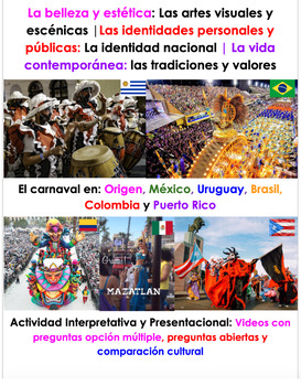Preview of Listening Activity: Carnaval en Uruguay, México, Colombia, Puerto Rico y Brasil