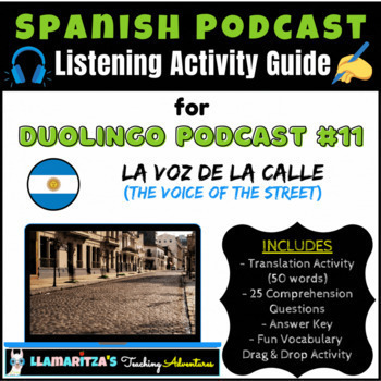 Preview of Listening Activity Guide | Duolingo Spanish Podcast #11: La voz de la calle