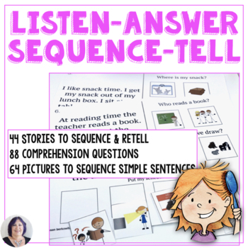 Preview of Listening Skills Answer Sequencing Activities Speech Therapy Narrative Skills 
