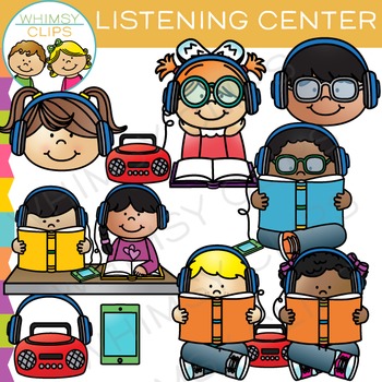 Preview of School Kids Classroom Listening Center Clip Art