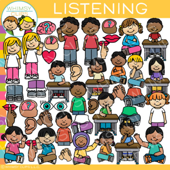 Preview of Listening School Kids Clip Art