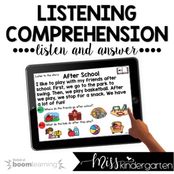 Preview of Listening Comprehension Kindergarten Boom Cards™ for Distance Learning