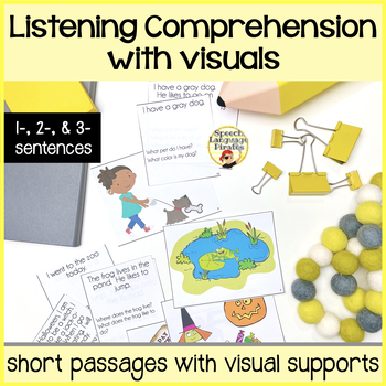 Preview of Short Story Listening Comprehension Passages Wh Questions Visuals Speech Therapy