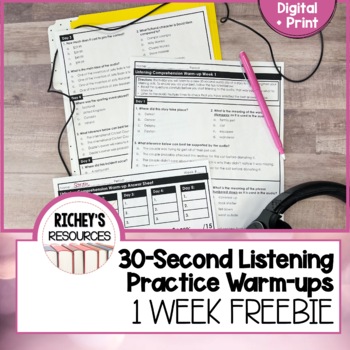 Preview of Free Listening Comprehension Practice Daily Warm-up Digital and Print