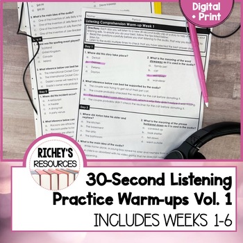 Preview of Listening Comprehension Practice Daily Warm-up Vol. 1 Digital and Print