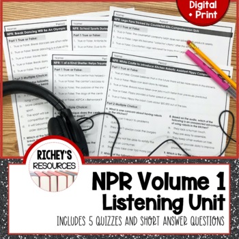 Preview of Listening Comprehension Practice NPR Audio Unit Volume 1 Digital and Print