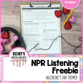 Preview of Listening Comprehension Practice Valentine's Day Freebie Digital and Print