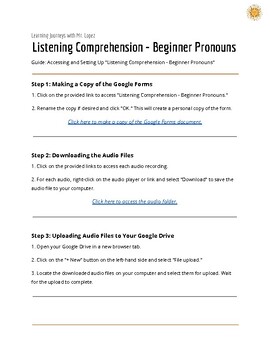 Preview of Listening Comprehension - Pronouns Spanish (FREEBIE!)