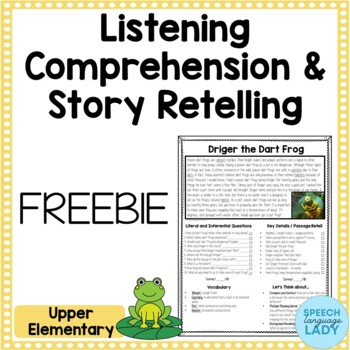 Preview of Listening Comprehension & Story Retelling with Key Details | FREEBIE