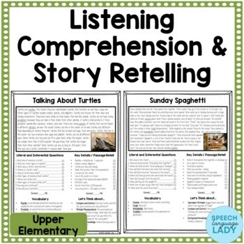 Preview of Listening Comprehension & Story Retelling with Key Details and Vocabulary
