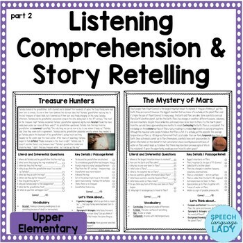 Preview of Listening Comprehension & Story Retelling with Key Details and Vocabulary