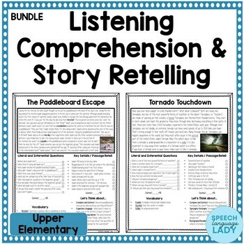 Preview of Listening Comprehension & Story Retelling with Key Details and Vocabulary BUNDLE