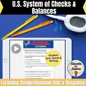 Preview of Listening Comprehension for Branches of Government Recorded Passage