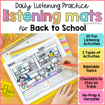 Preview of Listening & Following Directions Activities - Back to School Read, Listen & Draw