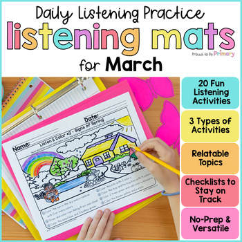 Preview of March Following Directions & Listening Comprehension Activities - Read & Draw