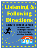 Following Directions and Listening Back To School Edition