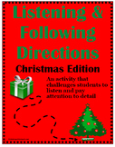 Listening & Following Directions Christmas Edition +Readin
