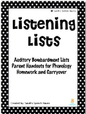 Listening Lists: Auditory Bombardment Phonology/Articulati