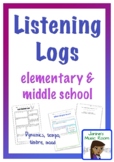 Listening Logs for Elementary and Middle School Music