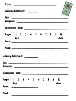 Listening Selection Worksheets For Middle School General Music By Mccurdy Music