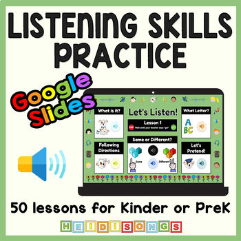 Preview of Listening Skills Games and Activities- Google Slides, Kindergarten, Pre-K, First
