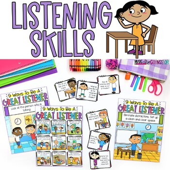 Preview of Listening Skills Lesson, Focus, Paying Attention, Counseling & SEL