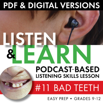Preview of Listening Skills Podcast Activity, Listen & Learn #11, PDF & Google Drive, CCSS