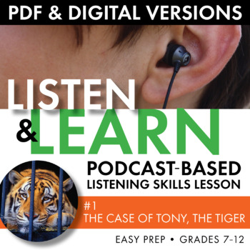 Preview of Listening Skills Podcast Activity, Listen & Learn #1, PDF & Google Drive, CCSS
