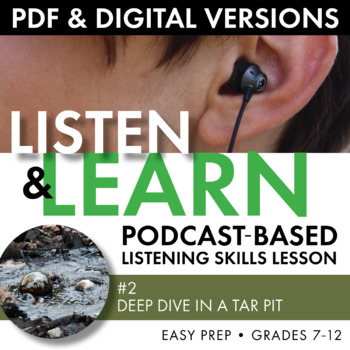 Preview of Listening Skills Podcast Activity, Listen & Learn #2, PDF & Google Drive, CCSS