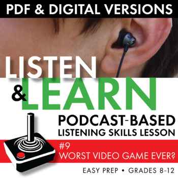 Preview of Listening Skills Podcast Activity, Listen & Learn #9, PDF & Google Drive, CCSS