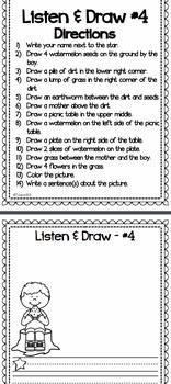 Listen and Draw Listening Comprehension Activity Summer by Teach123