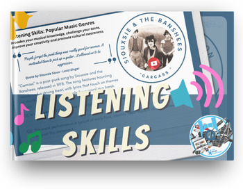 Preview of Listening Skills Task - Siouxsie and the Banshees - Carcass - Punk Rock Music