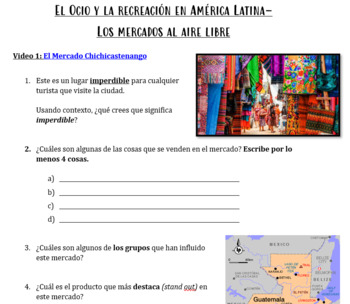 Preview of Listening activities/videos- Spanish- Mercados indígenas/Mercados al aire libre