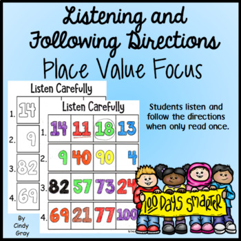 Preview of Listening and Following Directions ~ 100's Day ~ Place Value Focus