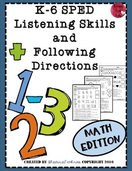 Preview of Listening and Following Directions - Math