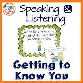 Preview of Speaking and Listening Getting to Know You Posters and Discussion Cards