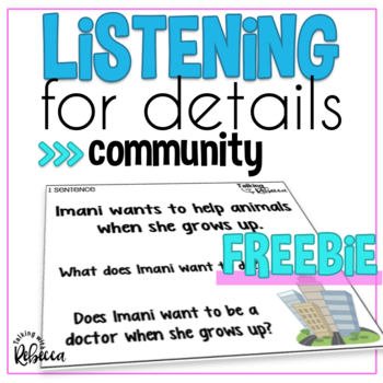 Preview of Listening Comprehension for Community Helpers Freebie