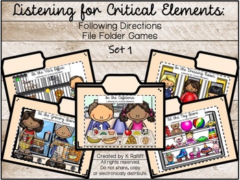 Preview of Listening for Critical Elements: Following Directions File Folder Games (Set 1)