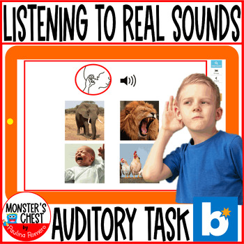 Preview of Auditory Discrimination Boom Cards Listening skills Everyday Sounds