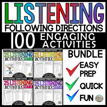 Preview of Listening Activities Year Long Bundle | Following Directions | Sub Printable