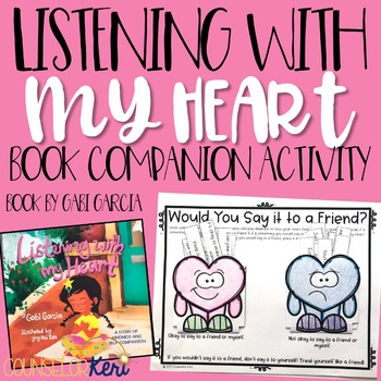 Preview of Listening with my Heart Book Companion Activity Positive Self Talk & Compassion