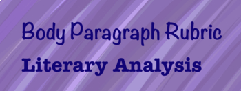Lit Analysis Body Paragraph Rubric by Jessica Mullen | TpT