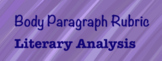 Lit Analysis Body Paragraph Rubric