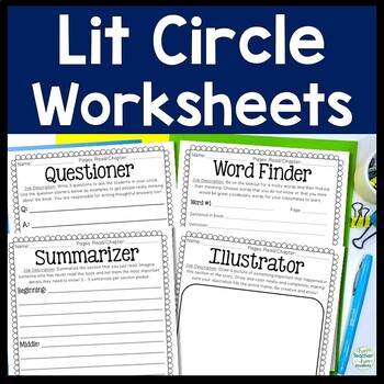 Preview of Literature Circles Worksheets | 4 Lit Circle Roles Worksheets for any Book Study