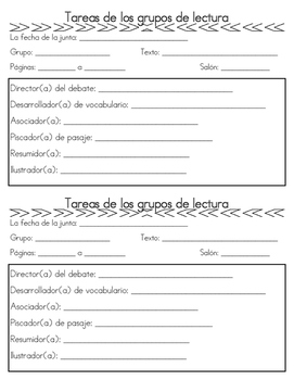Preview of Lit Circles Spanish Forms/Grupos de lectura en espanol